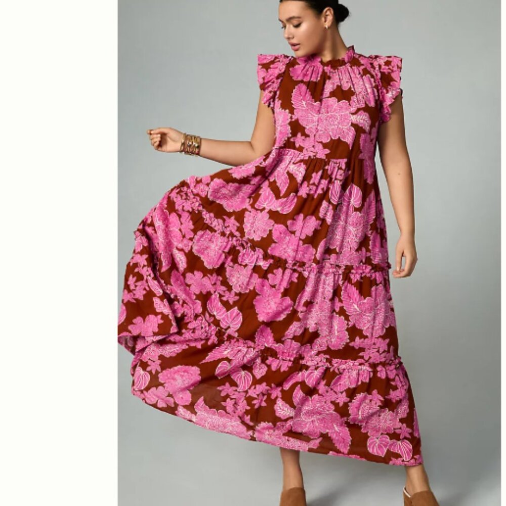 103 Anthropologie Love The Label Tiered Ruffled Dress